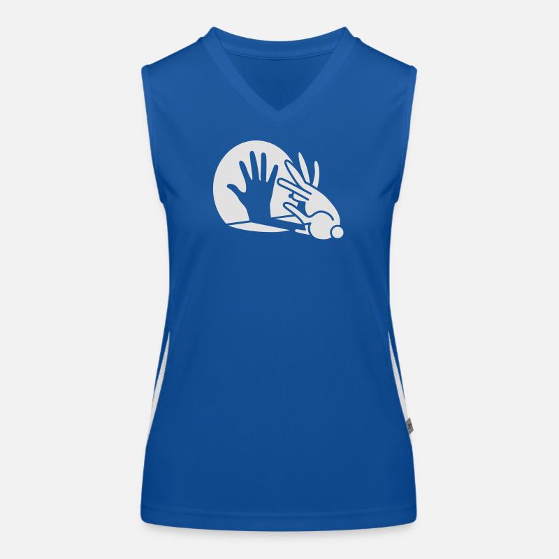 Chinese shadow, hand, rabbit, phosphorescent Women's Functional Contrast Tank Top