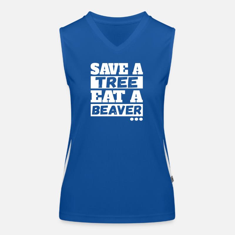 Save Tree Eat A Beaver Women's Functional Contrast Tank Top