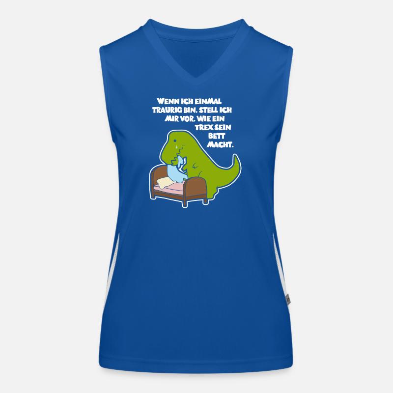 T-Rex at bed - Design Women's Functional Contrast Tank Top