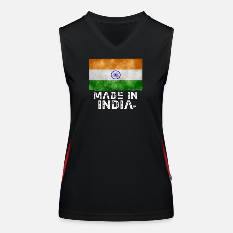 Made in India Flag Stencil Tee - Women's Functional Contrast Tank Top - black/red