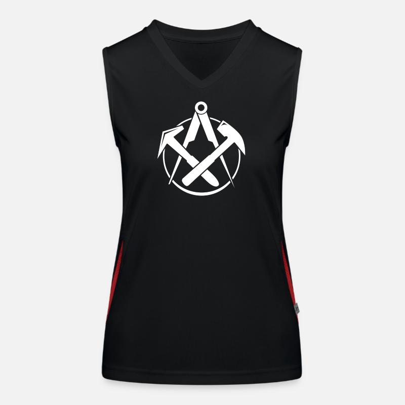 Roofing Logo - White - Women's Functional Contrast Tank Top - black/red