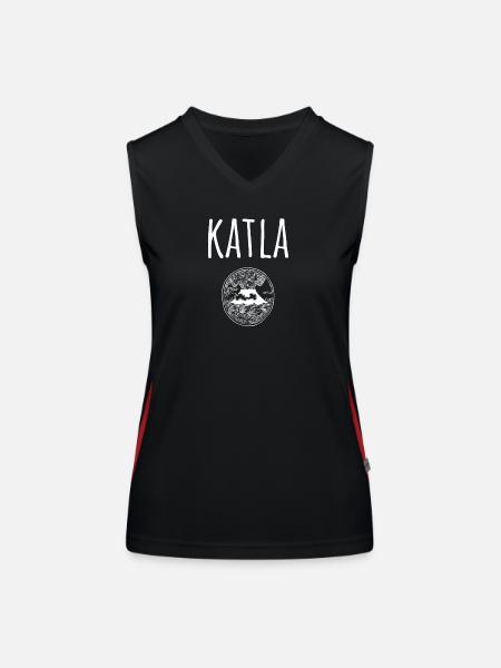 Volcan souvenir de Katla - Débardeur respirant contrasté Femme - noir/rouge - Devant