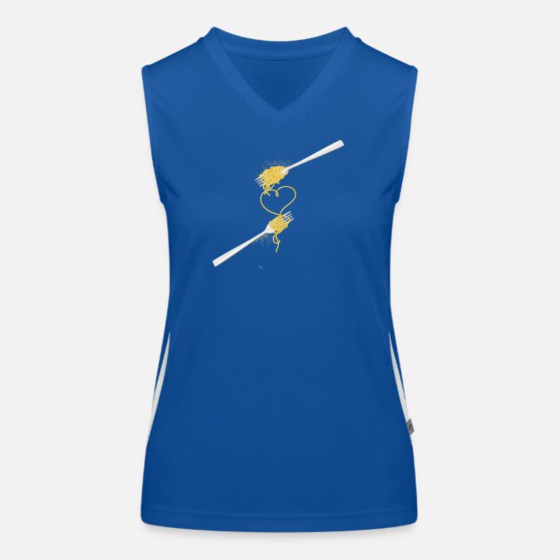 Spaghetti heart with two forks for lovers Women's Functional Contrast Tank Top