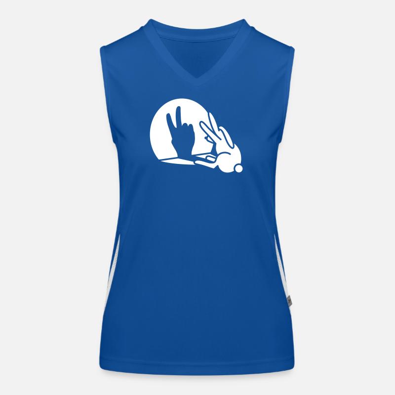 Funny rabbit hare shadow hand victory peace V sign Women's Functional Contrast Tank Top