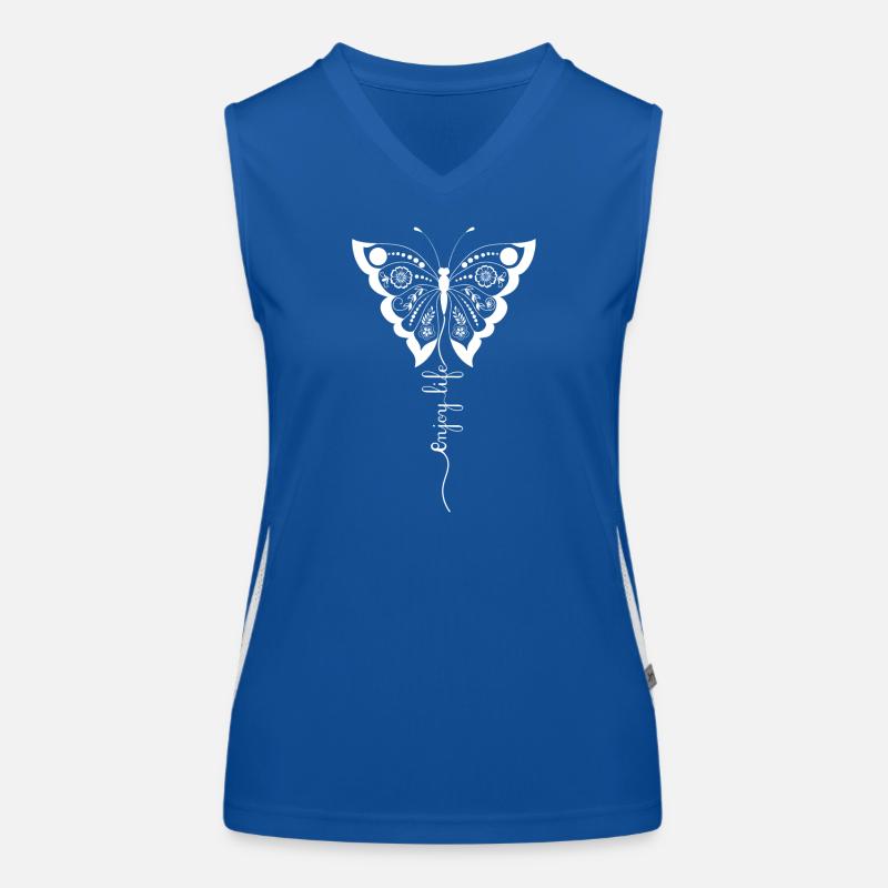 Florales Schmetterlingsskript Funktionelles Kontrast-Tank Top für Frauen
