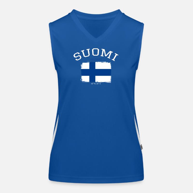 Drapeau de la Finlande avec référence à Helsinki Débardeur respirant contrasté Femme