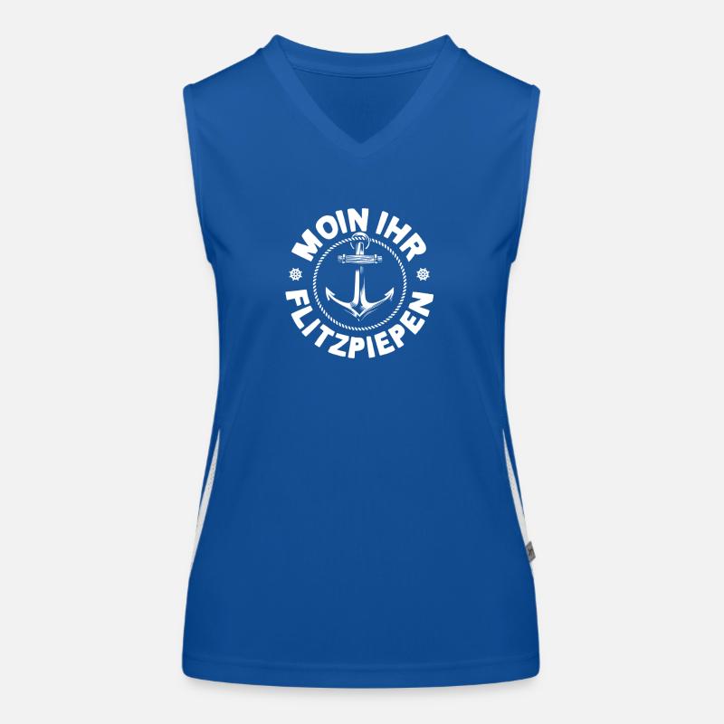 Moin Ihr Flitzpiepen Typisch Plattdeutsch Anker Funktionelles Kontrast-Tank Top für Frauen