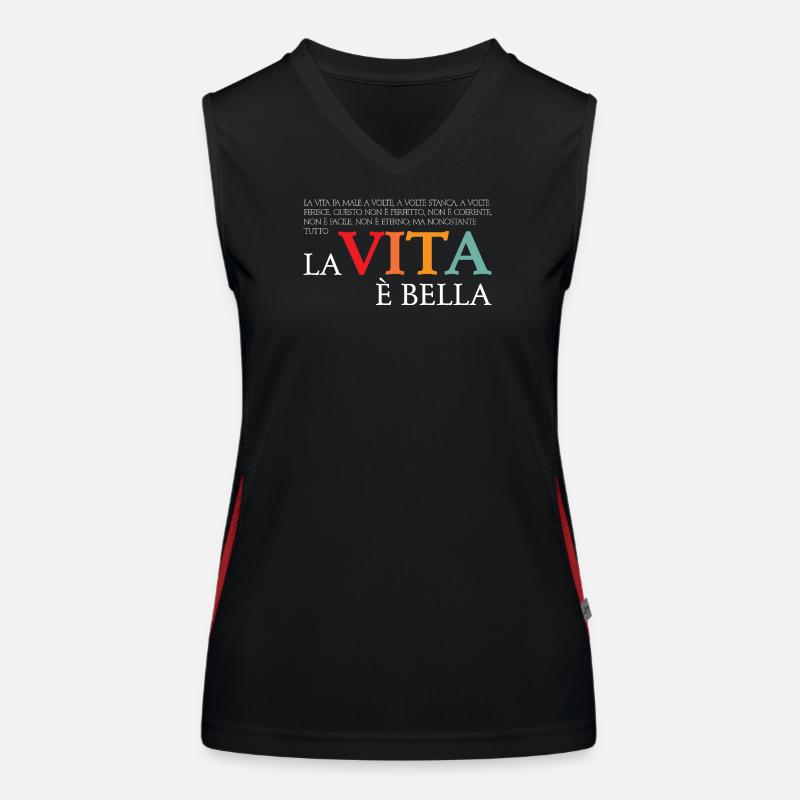 La vita e bella (dark) - Women's Functional Contrast Tank Top - black/red