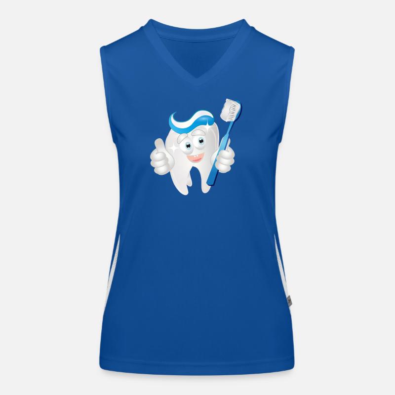 radiant white tooth with toothpaste as a comic Women's Functional Contrast Tank Top