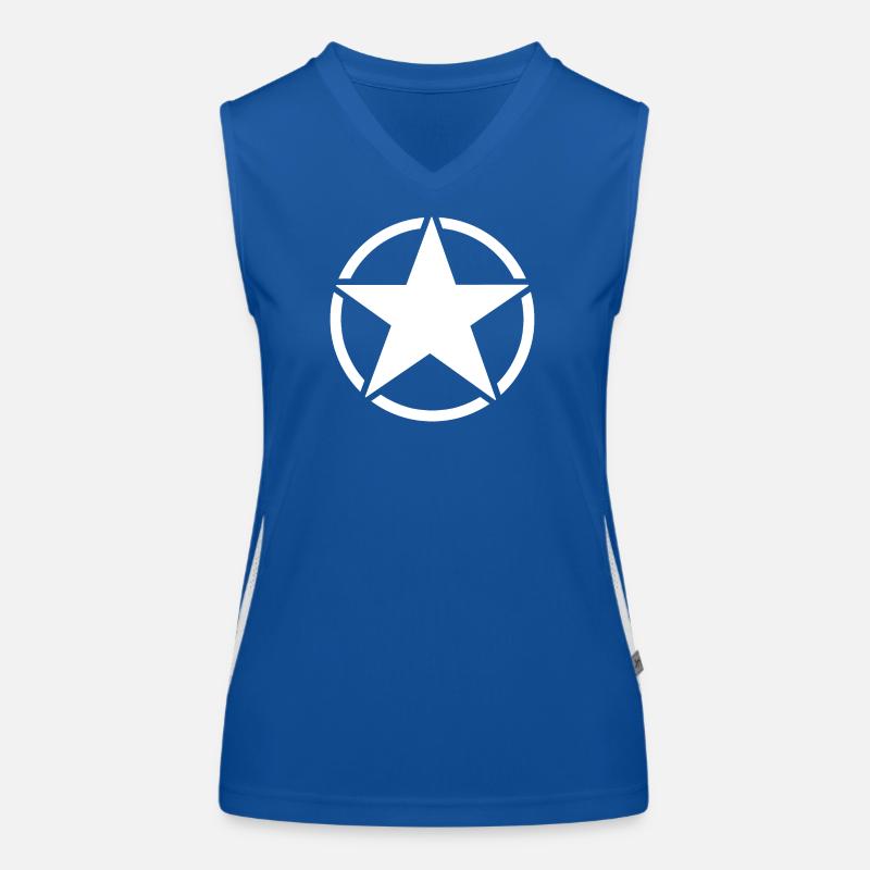 White star five branches in a white circle. Women's Functional Contrast Tank Top