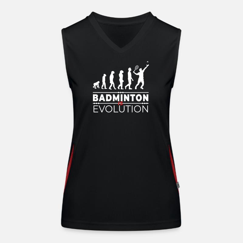 Badminton is evolution - Message Humour Parodie - Women's Functional Contrast Tank Top - black/red
