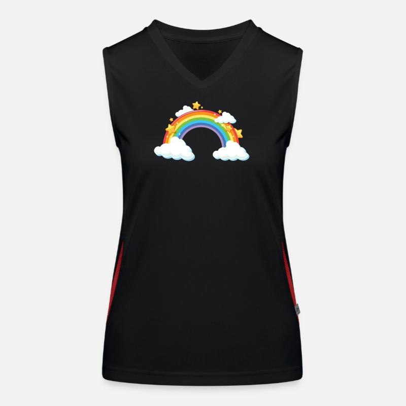 Rainbow Arc with Clouds and Stars Women's Functional Contrast Tank Top