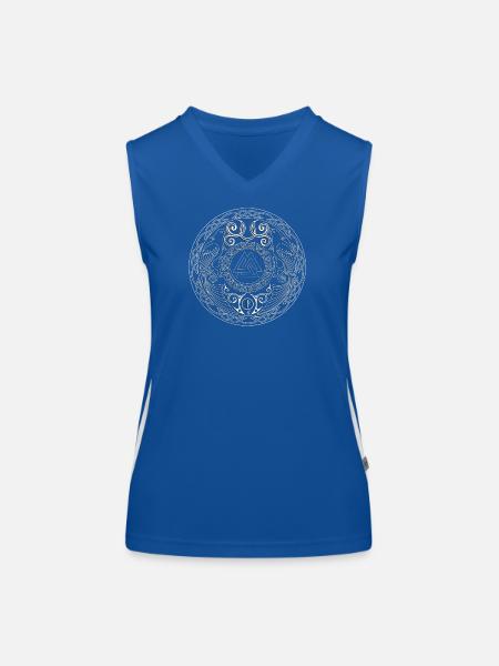 Mandala runique à triade centrale - Débardeur respirant contrasté Femme - bleu/blanc - Devant