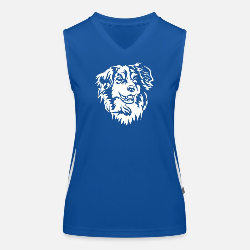 Australian Shepherd Kopf "Black Edition" Funktionelles Kontrast-Tank Top für Frauen