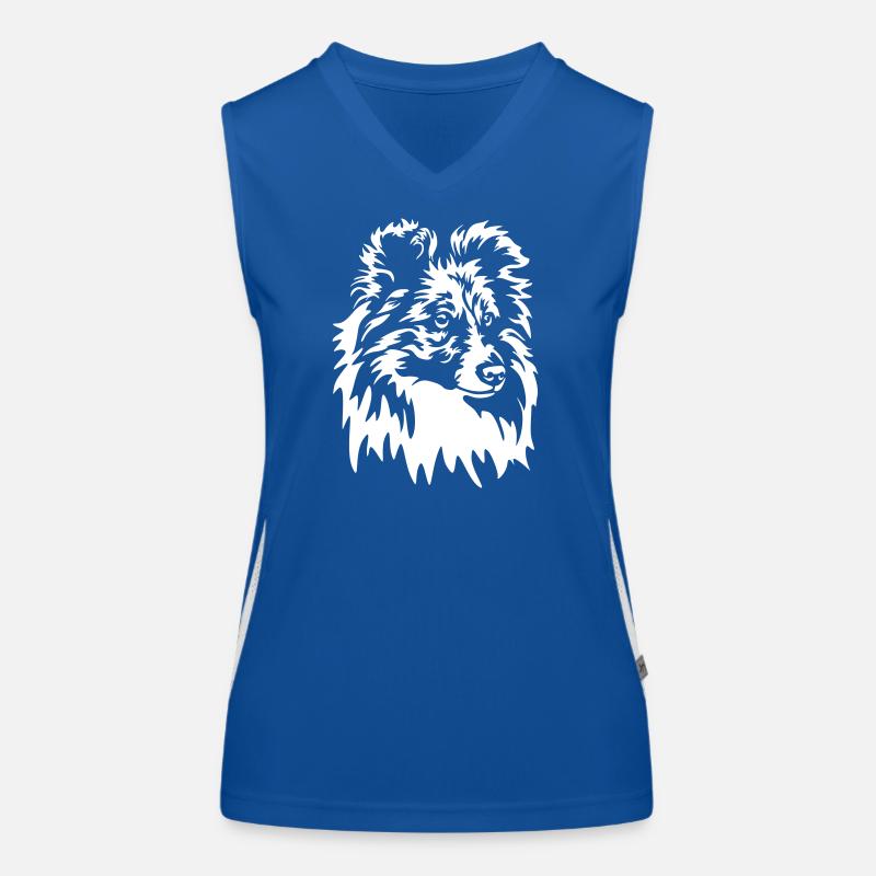 Sheltie Kopf "Black Edition" Funktionelles Kontrast-Tank Top für Frauen
