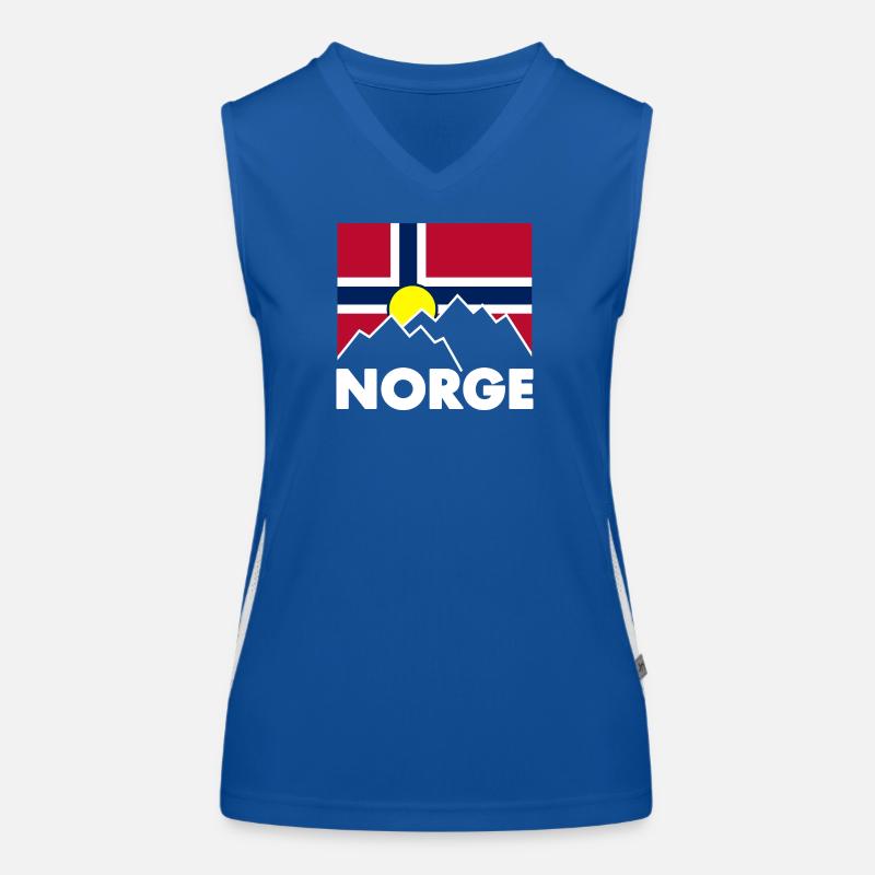 Drapeau de la Norvège avec des montagnes Débardeur respirant contrasté Femme