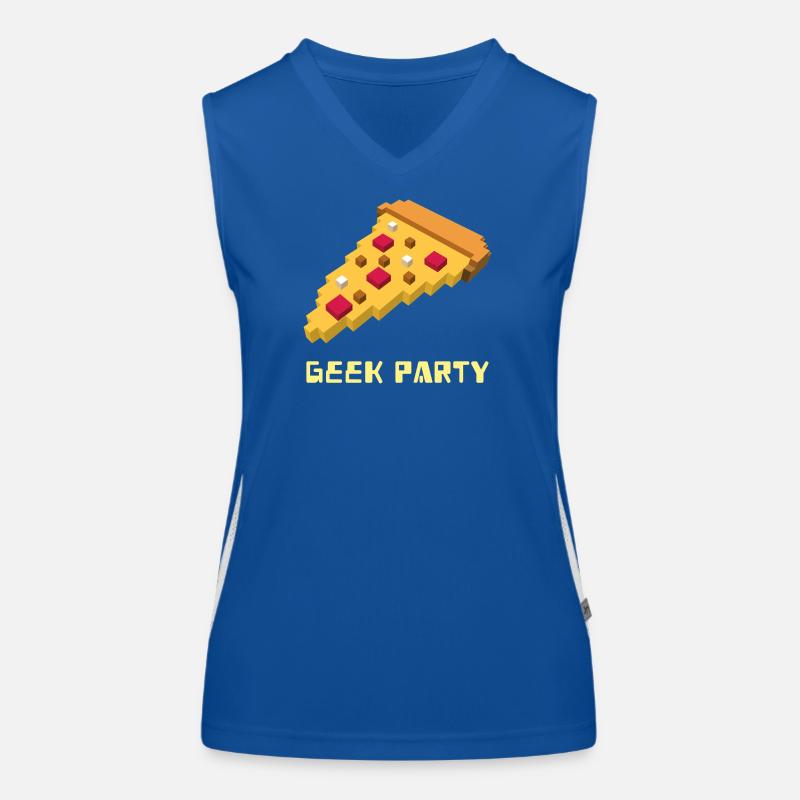 Geek Party Pizza Pixel: Retro 8-Bit-Gaming-Geschenk Funktionelles Kontrast-Tank Top für Frauen