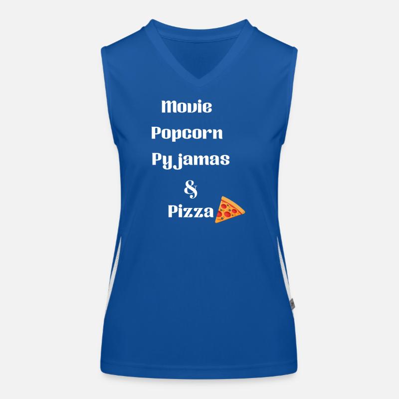 Ein Film, Popcorn, Pyjama und Pizza Funktionelles Kontrast-Tank Top für Frauen