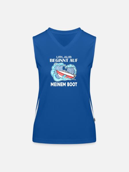 Urlaub Motorboot Kapitän Bootsführerschein - Funktionelles Kontrast-Tank Top für Frauen - Royal/Weiß - Vorne