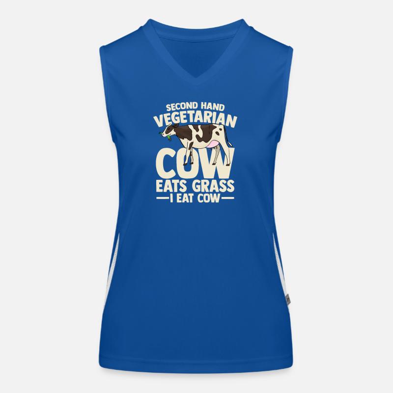 second hand vegetarian cow eats grass i eat cow Funktionelles Kontrast-Tank Top für Frauen