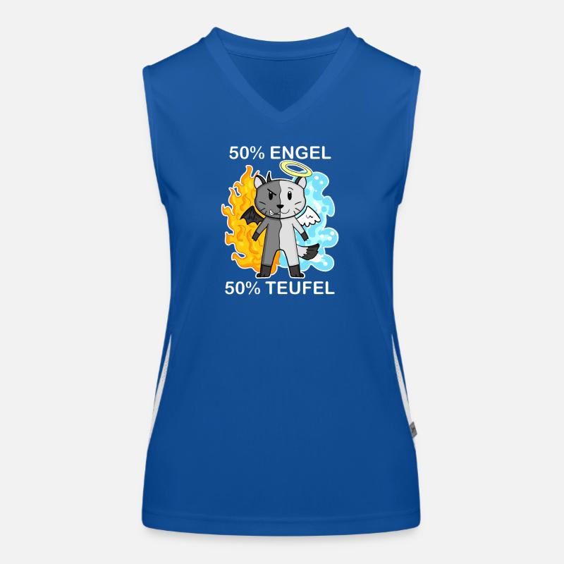 Katzenrasse American Bobtail - Engel und Teufel Funktionelles Kontrast-Tank Top für Frauen