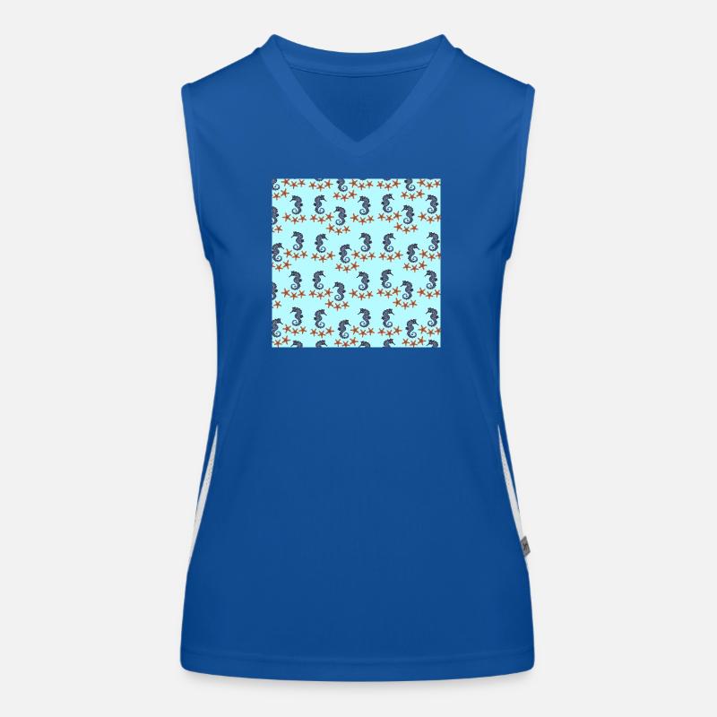 sommerkleidung tiermuster, Seepferdchenmuster Funktionelles Kontrast-Tank Top für Frauen