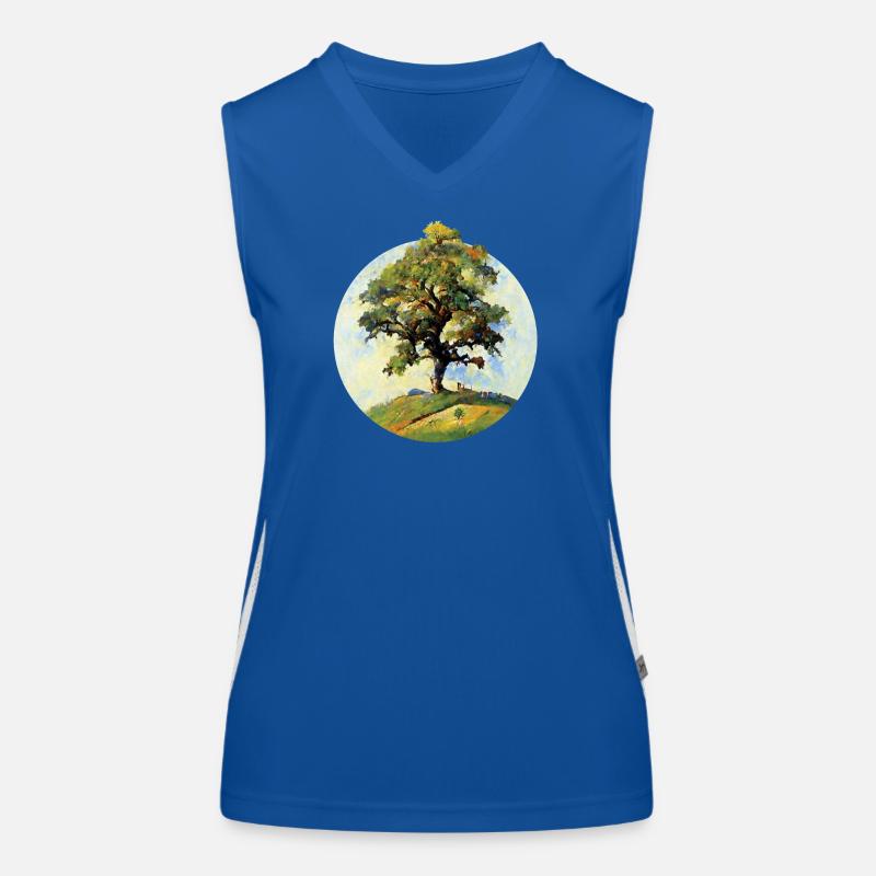 Malerei | Baum auf einem Hügel Funktionelles Kontrast-Tank Top für Frauen