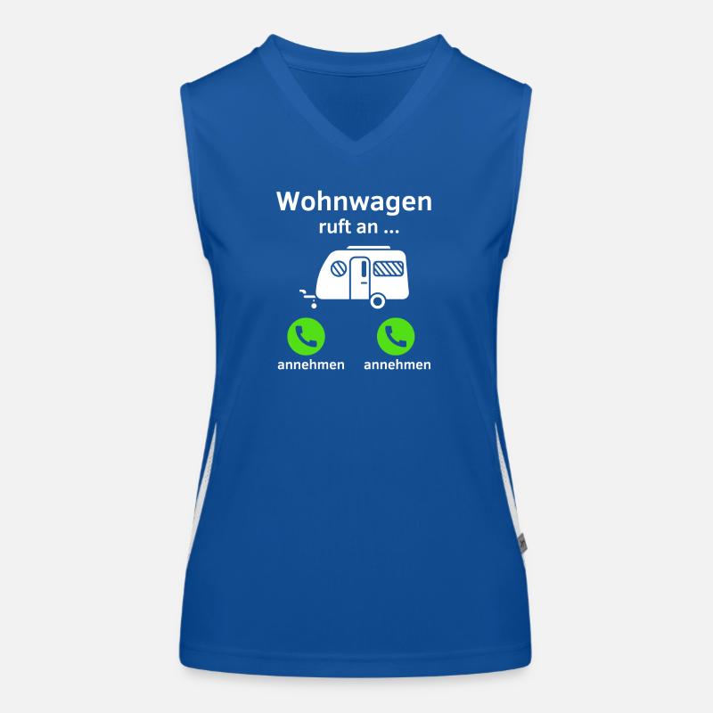 Wohnwagen ruft an - annehmen oder annehmen? Funktionelles Kontrast-Tank Top für Frauen