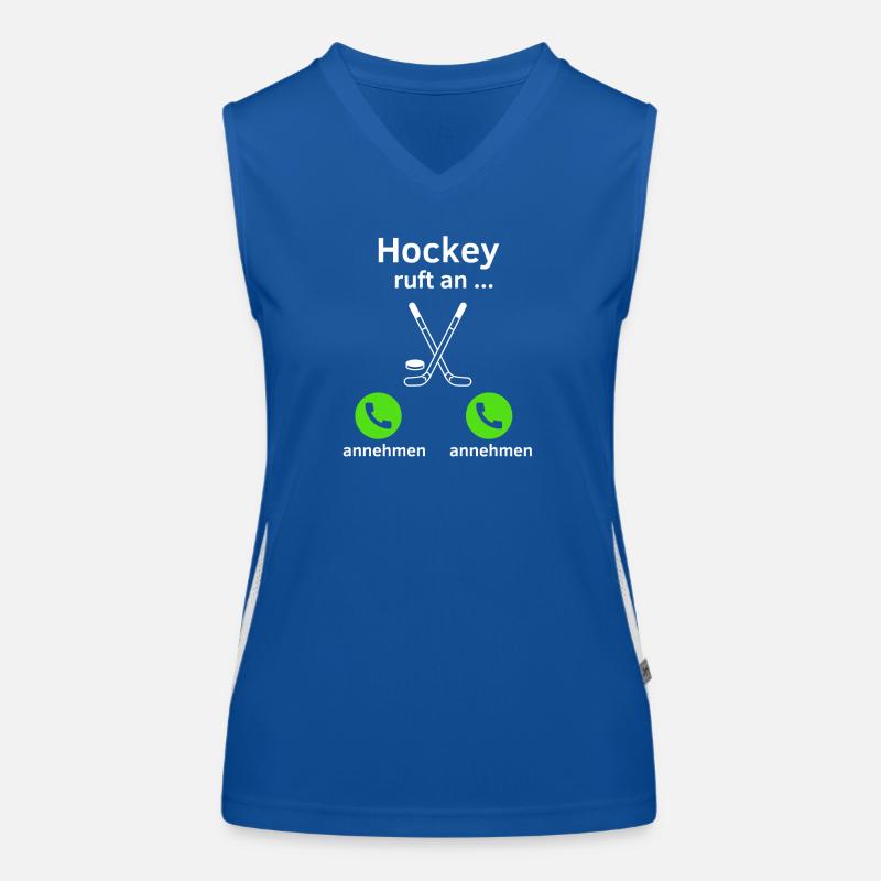 Hockey ruft an - annehmen oder annehmen? Funktionelles Kontrast-Tank Top für Frauen
