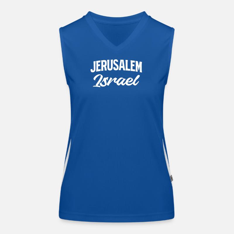 Jerusalem Israel Script Style Women's Functional Contrast Tank Top