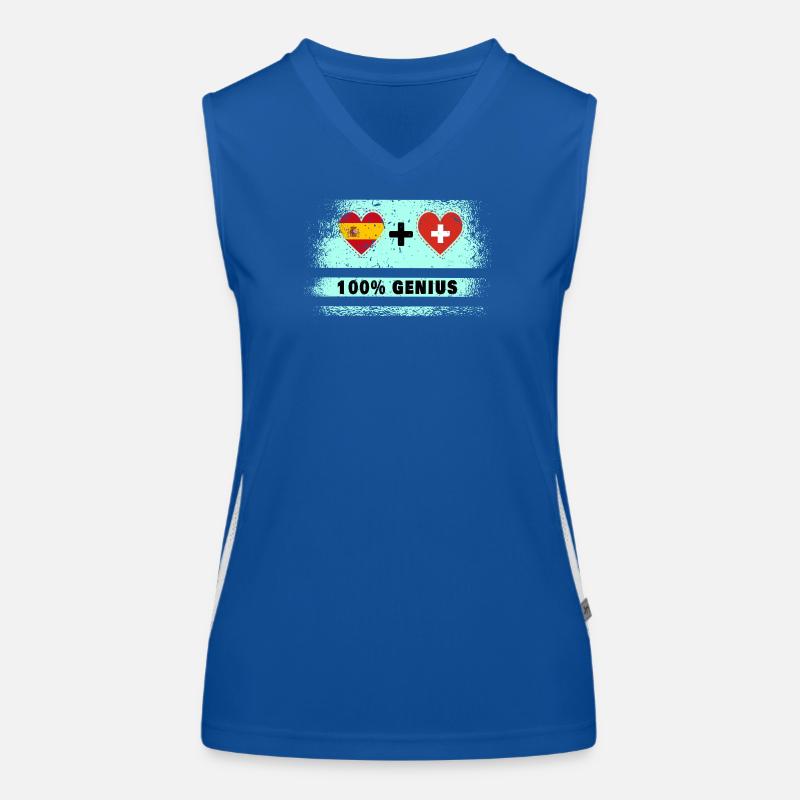 Spanien und Schweiz 100% Flaggengenie Funktionelles Kontrast-Tank Top für Frauen