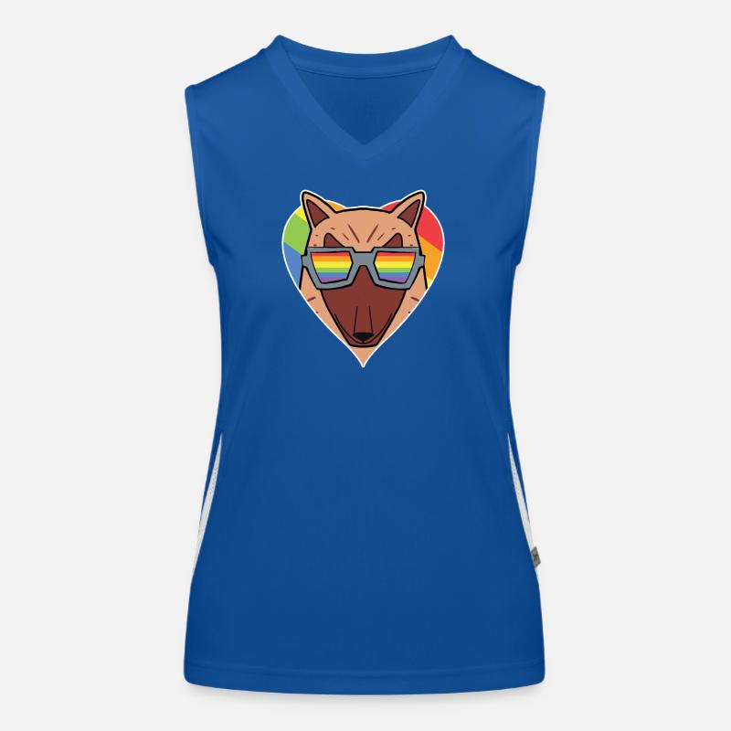 Regenbogen - Hund mit Brille Funktionelles Kontrast-Tank Top für Frauen