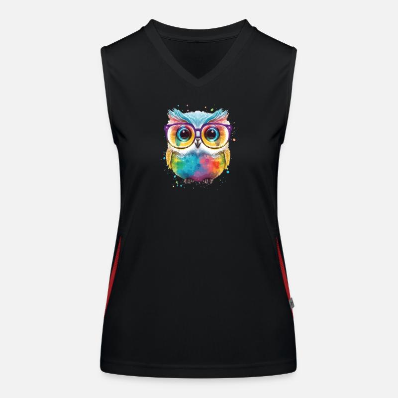 Bunte Brillen Eule Funktionelles Kontrast-Tank Top für Frauen