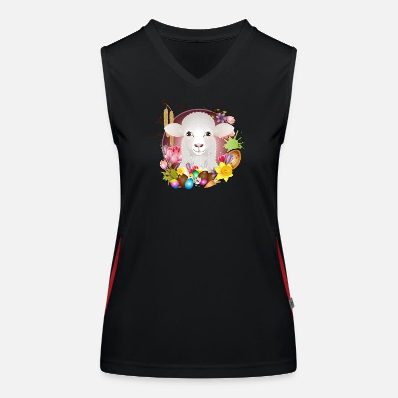 Das Schaf oder Lamm als Frühlings & Ostern Motiv Funktionelles Kontrast-Tank Top für Frauen