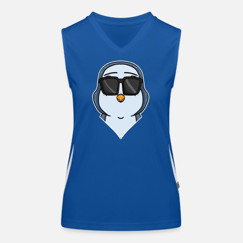 cooler Pinguin mit Sonnenbrille Funktionelles Kontrast-Tank Top für Frauen