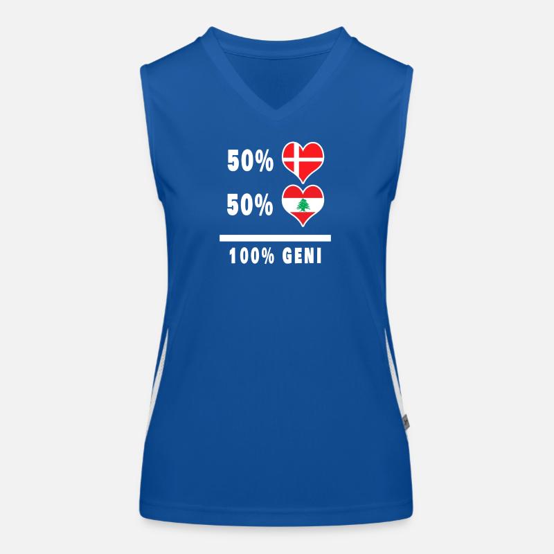 Libanon und Dänemark 100% geniale Flagge Funktionelles Kontrast-Tank Top für Frauen