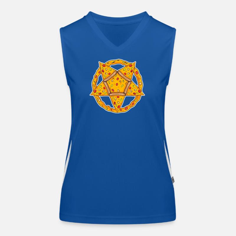 Pentagram pizza funny Women's Functional Contrast Tank Top