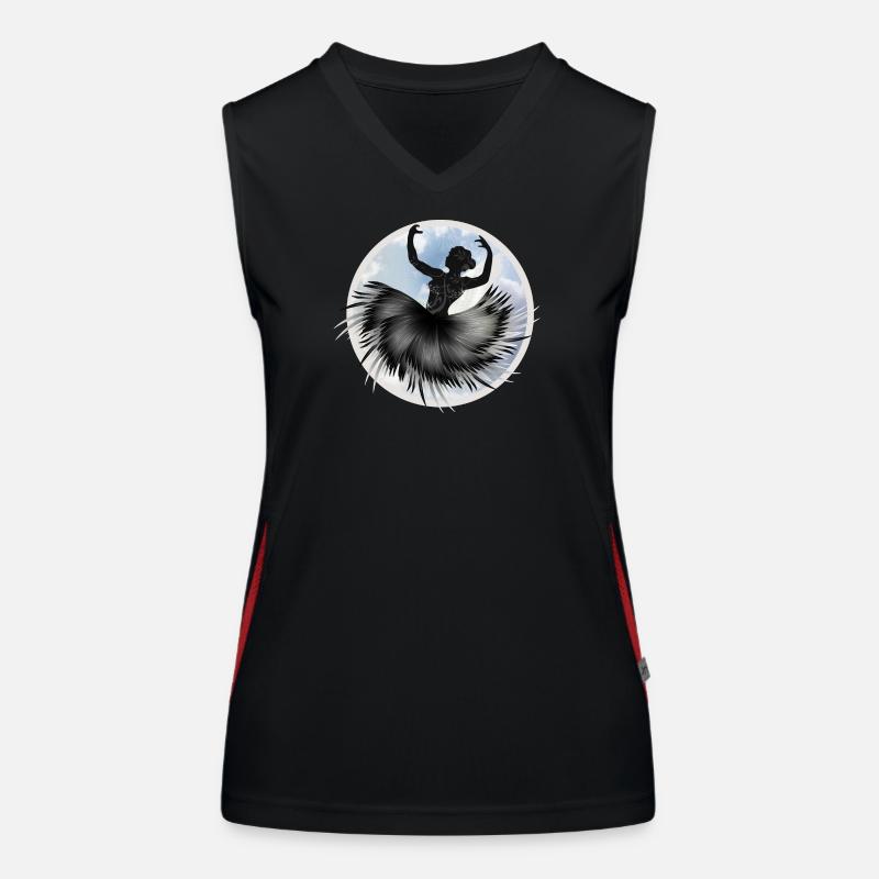 Ballet dancer dancing in the clouds with plumage Women's Functional Contrast Tank Top