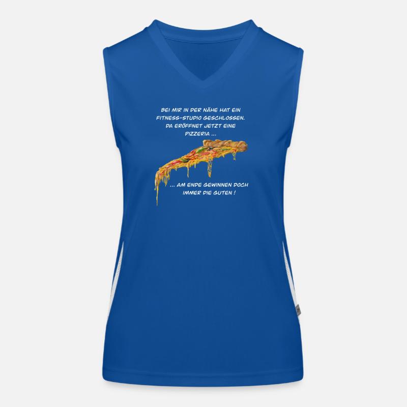 Fitness Studio oder Pizzeria - Pizza gewinnt immer Funktionelles Kontrast-Tank Top für Frauen