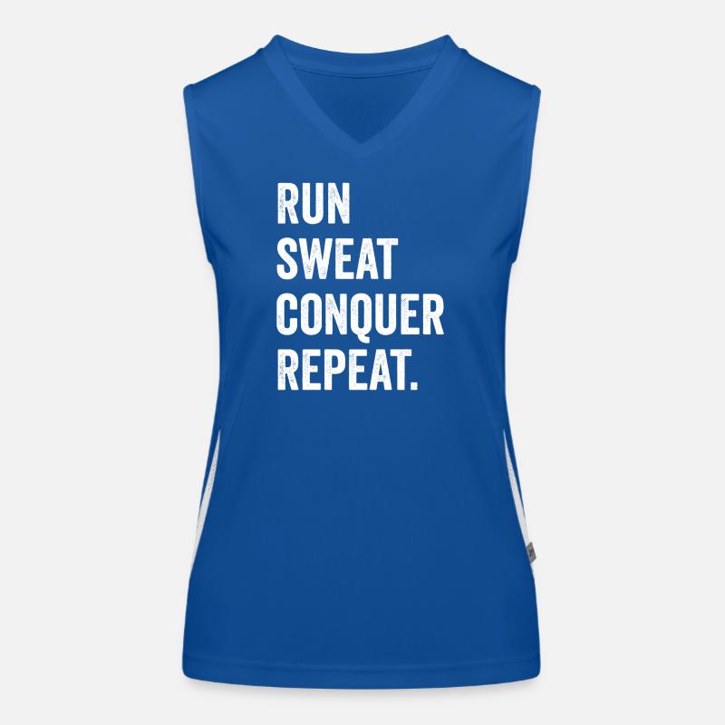 Courir. Sueur. Conquérir. Répéter. Débardeur respirant contrasté Femme