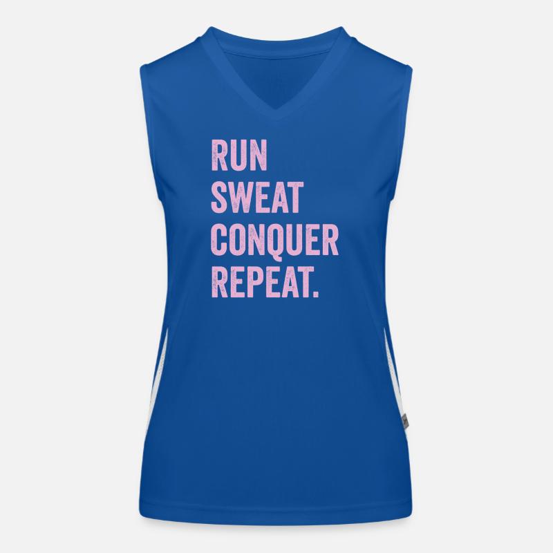 Courir. Sueur. Conquérir. Répéter. Débardeur respirant contrasté Femme