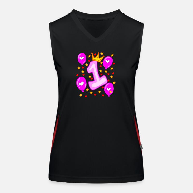1. Geburtstag Mädchen Luftballons Krone Sterne Funktionelles Kontrast-Tank Top für Frauen
