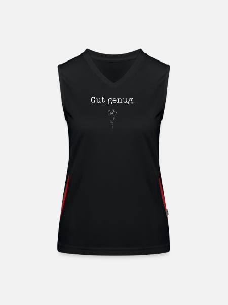 Blume One Line Zeichnung Gut genug - Funktionelles Kontrast-Tank Top für Frauen - Schwarz/Rot - Vorne