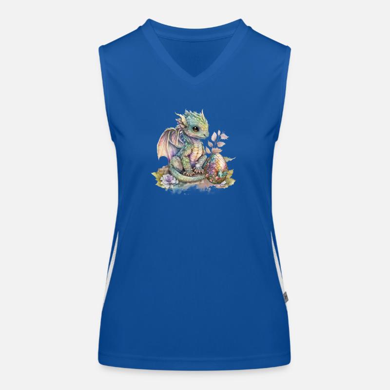 Fabuleux bébé dragon avec des fleurs Débardeur respirant contrasté Femme