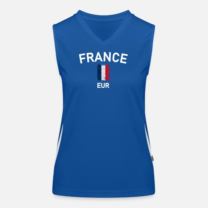 Frankreich-Bogen mit Trikoloreflagge Funktionelles Kontrast-Tank Top für Frauen
