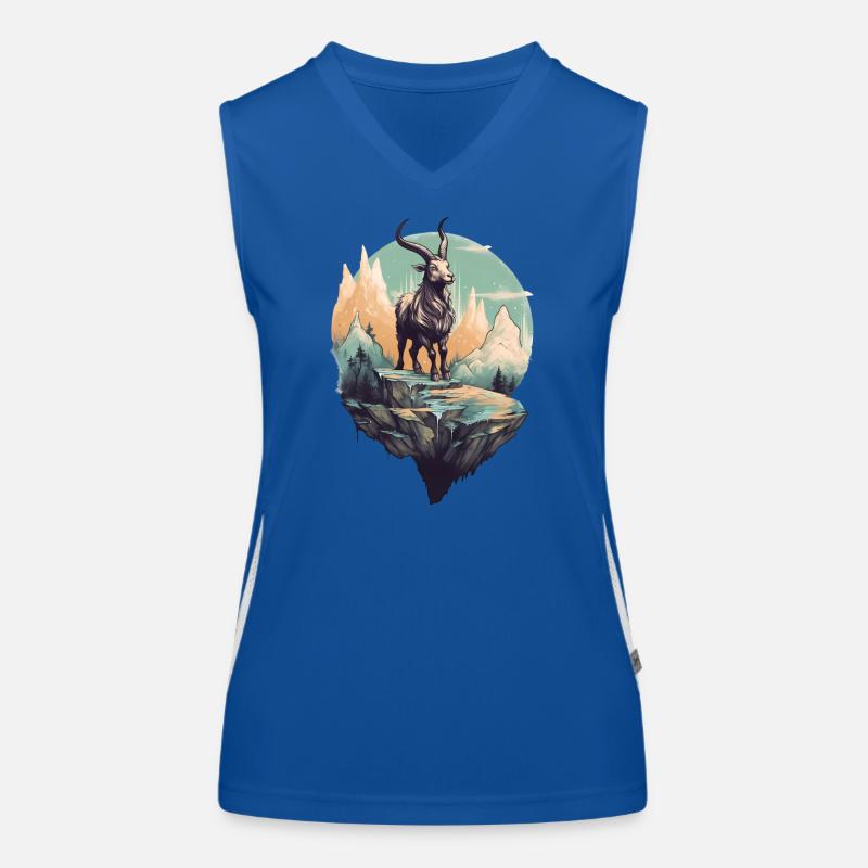 Mythical mountain goat on Flyerfelsen Women's Functional Contrast Tank Top