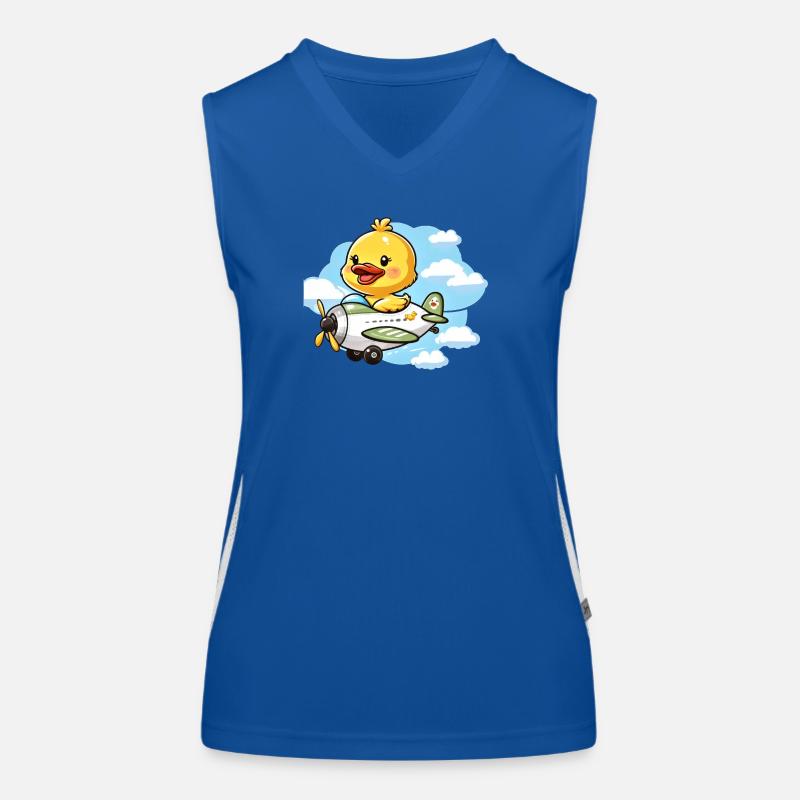 Cute Duck Aviator Design Women's Functional Contrast Tank Top