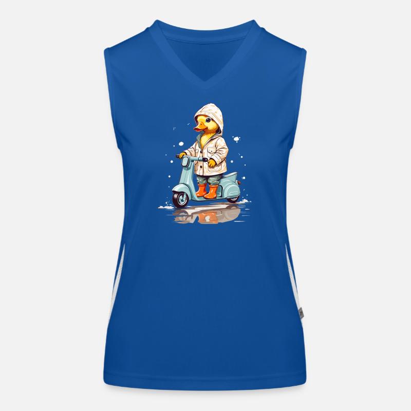 Ente mit Roller Funktionelles Kontrast-Tank Top für Frauen