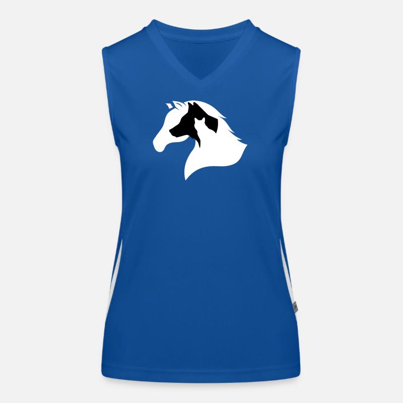Pferd, Hund, Katze-Silhouette Funktionelles Kontrast-Tank Top für Frauen