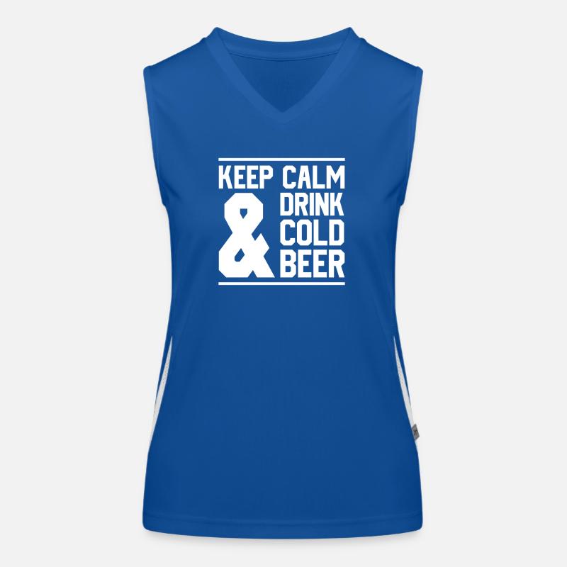 Keep Calm and Drink Cold Beer Funktionelles Kontrast-Tank Top für Frauen